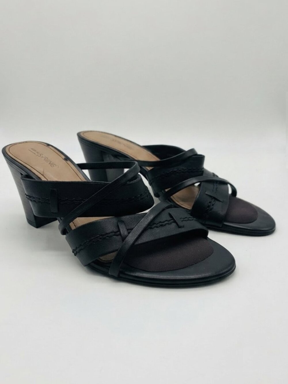 Call It Spring Black Strappy Block Heel Sandals – Size 8